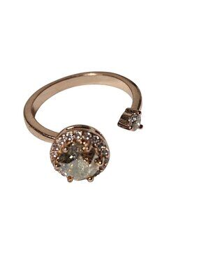 Elegant Rose Gold Tone Ring Crystal Accents Classic Minimalist Fashion Jewelry